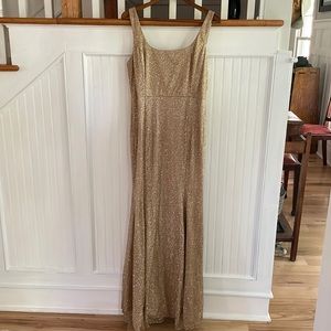 Gold Glitter Lulus Bridesmaid dress